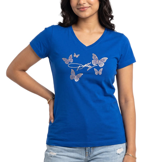 Dolly Parton V-Neck Tee Butterfly Bling-2