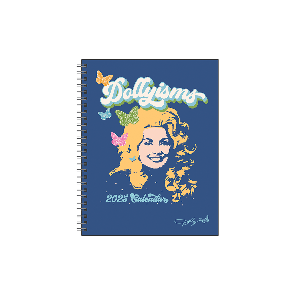 Official Dolly Parton Merchandise. This one-of-a-kind retro spiral-bound planner has plenty of space to jot down appointments, meetings, and activities, and features twelve unique Dollyisms guaranteed to inspire, motivate, and bring fun into your year.
