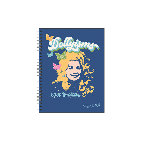 Official Dolly Parton Merchandise. This one-of-a-kind retro spiral-bound planner has plenty of space to jot down appointments, meetings, and activities, and features twelve unique Dollyisms guaranteed to inspire, motivate, and bring fun into your year.