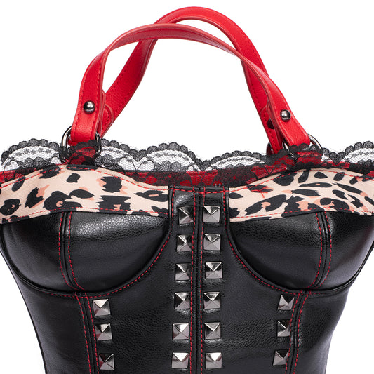 Dolly Parton Bustier Handbag Black Leather-2
