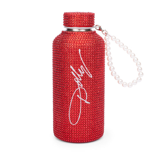 Dolly Parton Water Bottle Rhinestone Screw Top with Pearl Wrislet-2