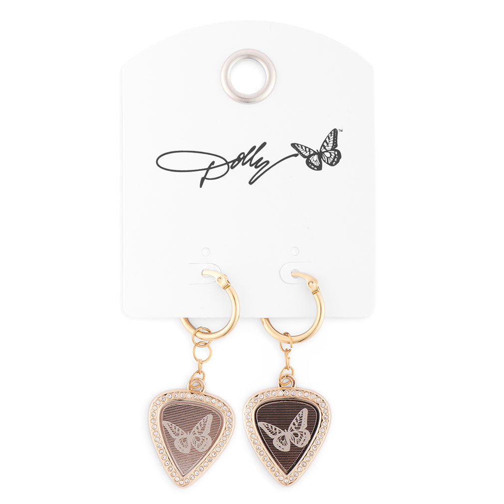 Back view of the Dolly Parton earrings showing the secure closure and hardware