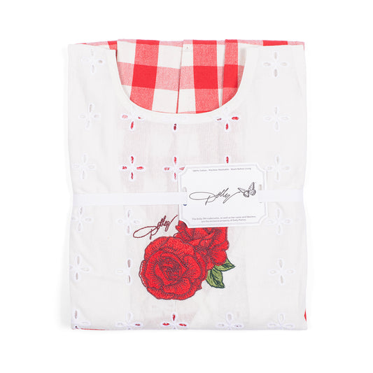 Dolly Parton Denim Country Apron Gingham Eyelet-2