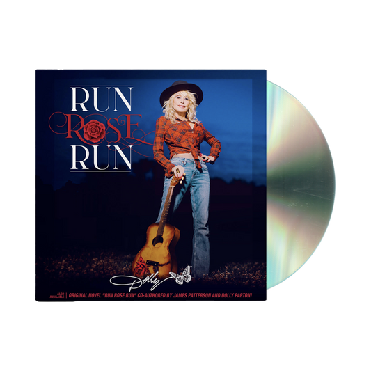 Run, Rose, Run CD cover featuring Dolly Parton holding a guitar