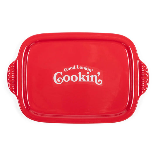 Top-down view of the Dolly Parton casserole dish showing the interior baking surface and rim details