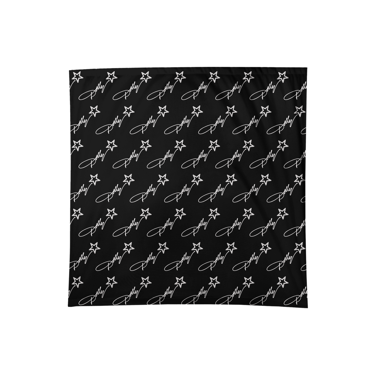 Load image into Gallery viewer, Official Dolly Parton Merchandise. 100% cotton black bandana with a white all over print Dolly Parton Rockstar logo.
