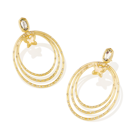 KENDRA SCOTT DOLLY PARTON ELLIOT CONVERTIBLE STATEMENT EARRINGS) - GOLD IRIDESCENT DRUSY - ONE SIZE