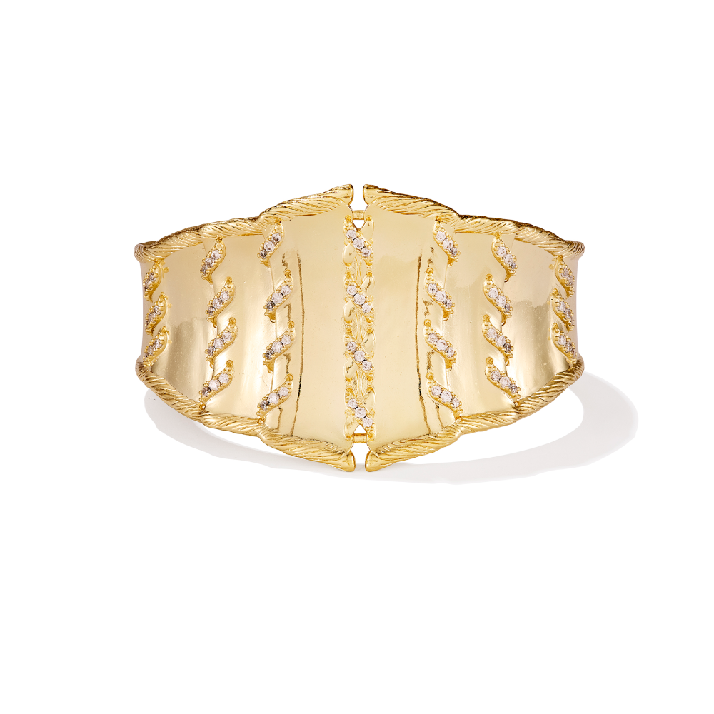 KENDRA SCOTT DOLLY PARTON LACED CUFF BRACELET) - GOLD WHITE CZ  - M/L