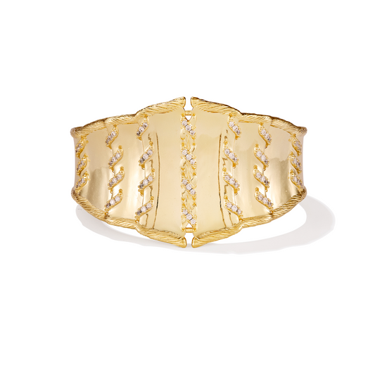 KENDRA SCOTT DOLLY PARTON LACED CUFF BRACELET) - GOLD WHITE CZ  - M/L