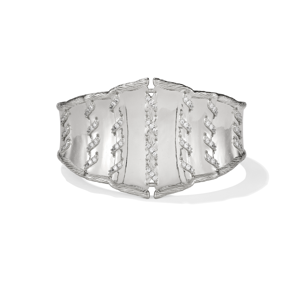KENDRA SCOTT DOLLY PARTON LACED CUFF BRACELET) Silver - SILVER WHITE CZ  - SM