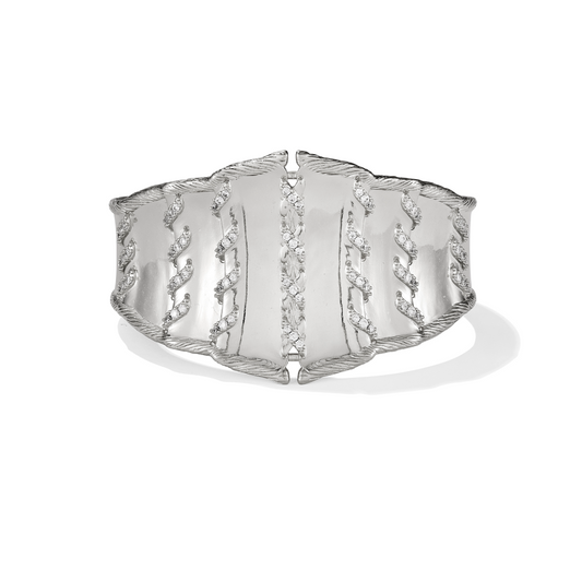 KENDRA SCOTT DOLLY PARTON LACED CUFF BRACELET) Silver - SILVER WHITE CZ  - SM