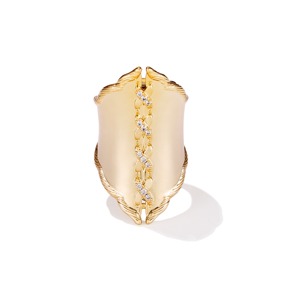 KENDRA SCOTT DOLLY PARTON LACED STATEMENT RING) - GOLD WHITE CZ  - 7