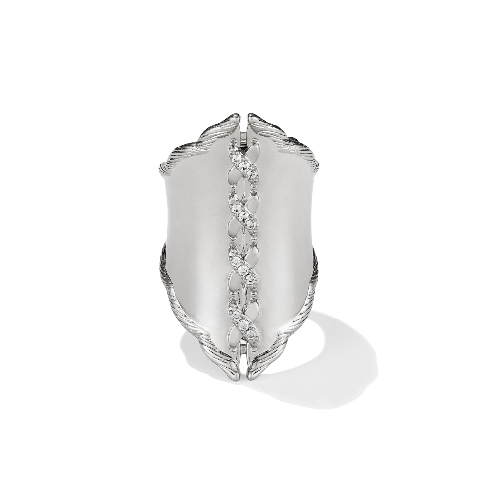 KENDRA SCOTT DOLLY PARTON LACED STATEMENT RING) - SILVER WHITE CZ  - 9