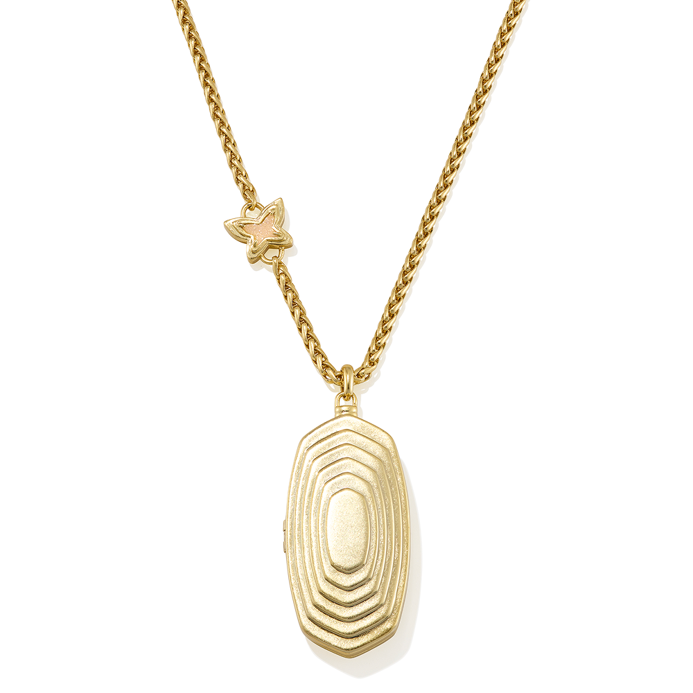KENDRA SCOTT DOLLY PARTON DANIELLE LOCKET NECKLACE) - GOLD IRIDESCENT DRUSY - ONE SIZE
