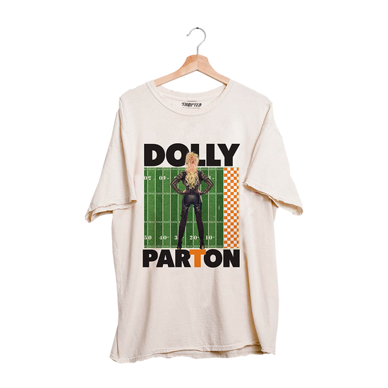 Official Dolly Parton Merchandise. These 100% Preshrunk Cotton thrifted tees are meaningfully distressed and officially licensed. Each piece is one of a kind, and colors/distressing may vary from shirt to shirt.