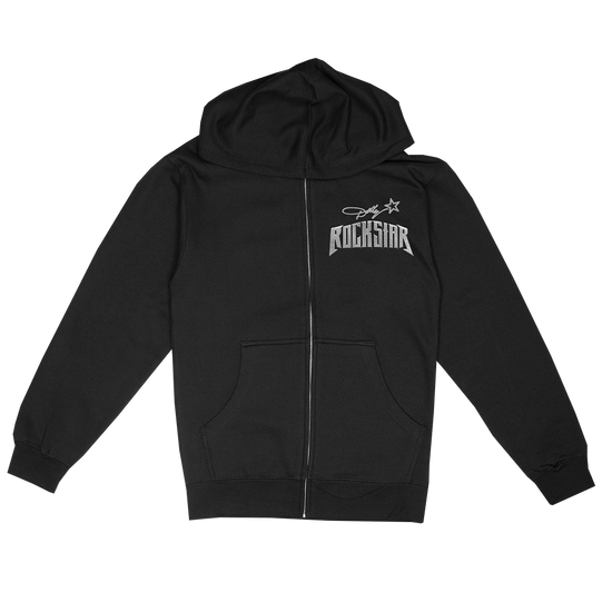 Official Dolly Parton merchandise. 70% cotton / 30% polyester heavy weight, zip up hoodie. This unisex, black hoodie features the Rockstar album logo printed on the left chest.