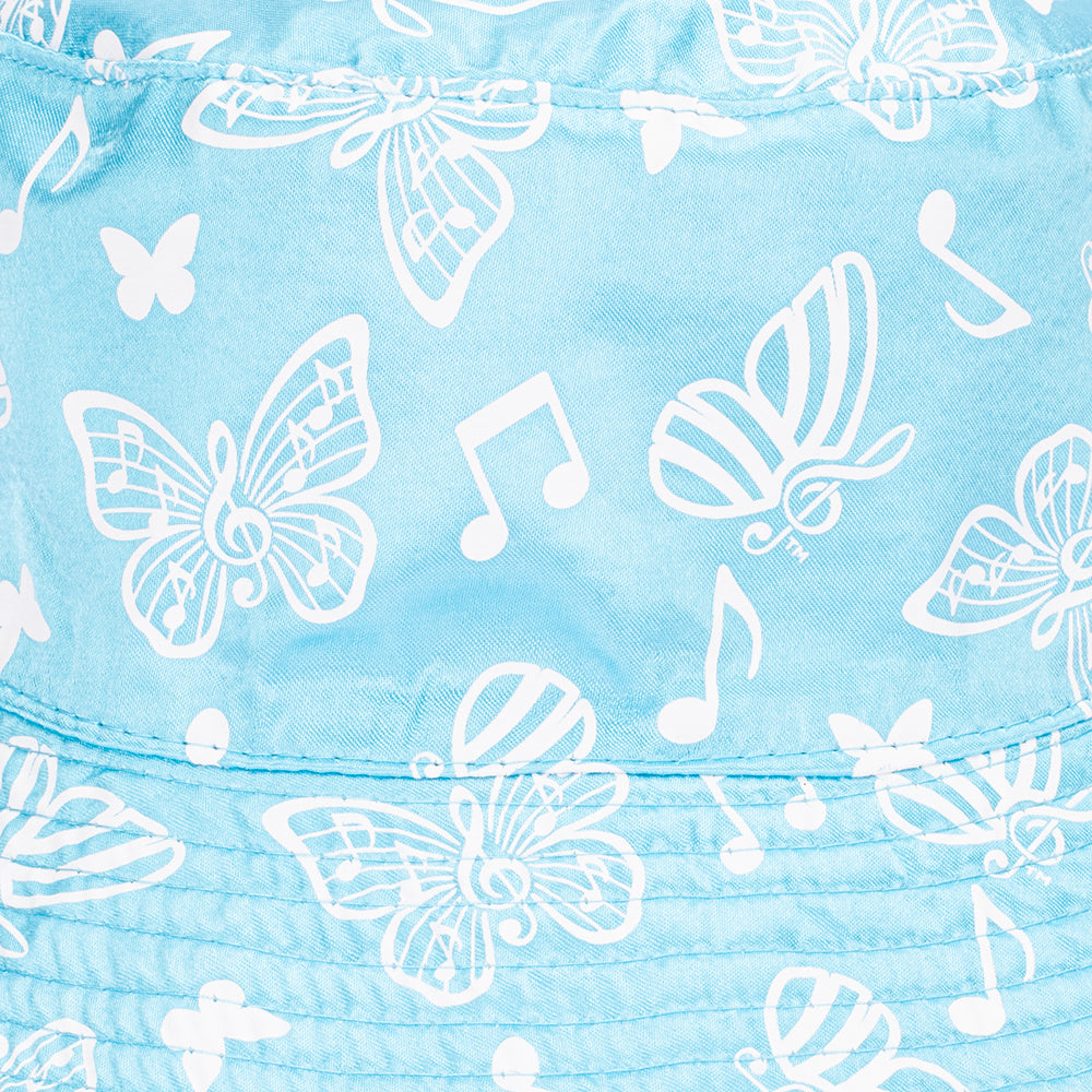 Close-up of the smooth blue satin material and stitching detail