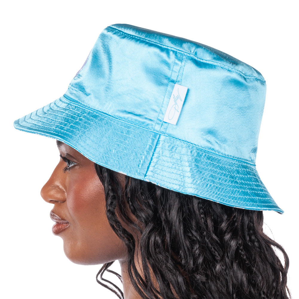 Detailed flat lay showing the full proportions of the 12 by 8.5 inch bucket hat