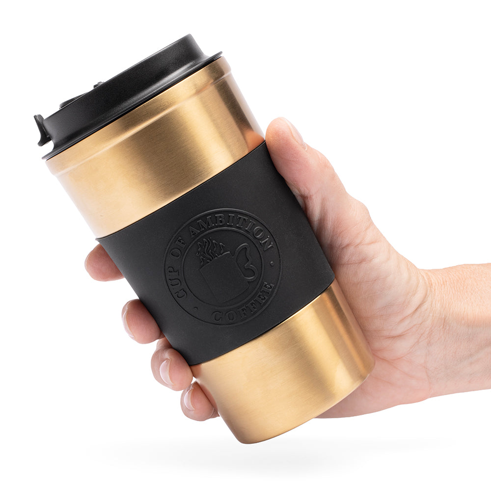 Lifestyle view of the Dolly Parton Cup of Ambition tumbler set against a clean background