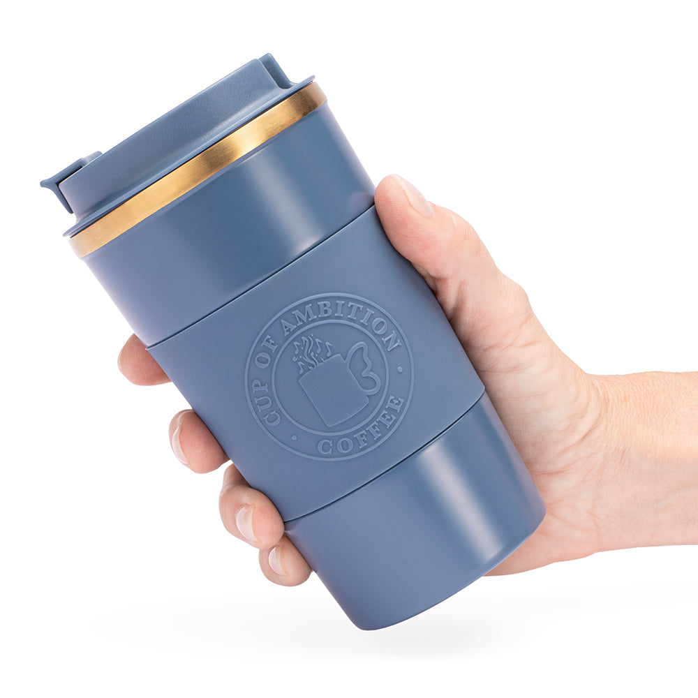 Top-down view showing the lid of the Dolly Parton stainless steel tumbler