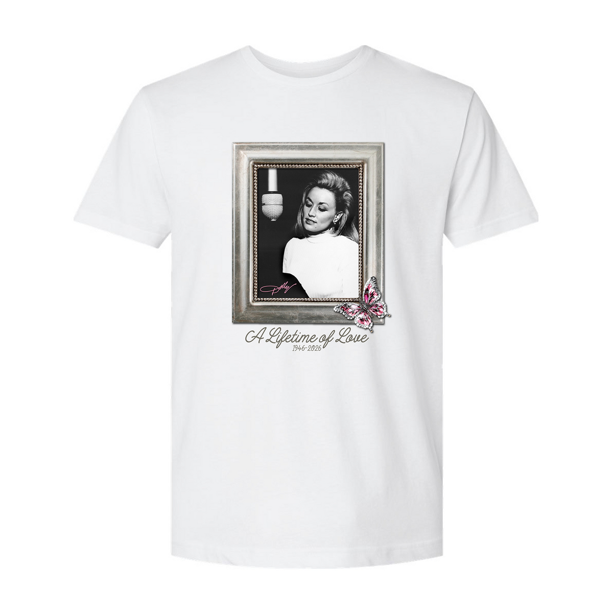 Dolly Parton Legacy Retro T-Shirt front view showing graphic design
