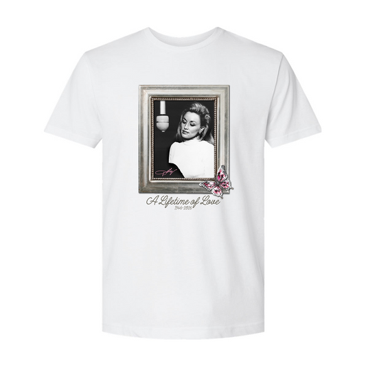 Dolly Parton Legacy Retro T-Shirt front view showing graphic design