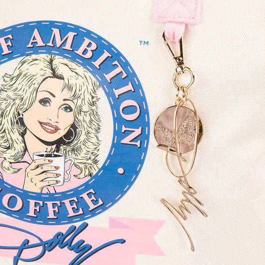 Close-up view of the Cup of Ambition typography and design printed on the canvas fabric