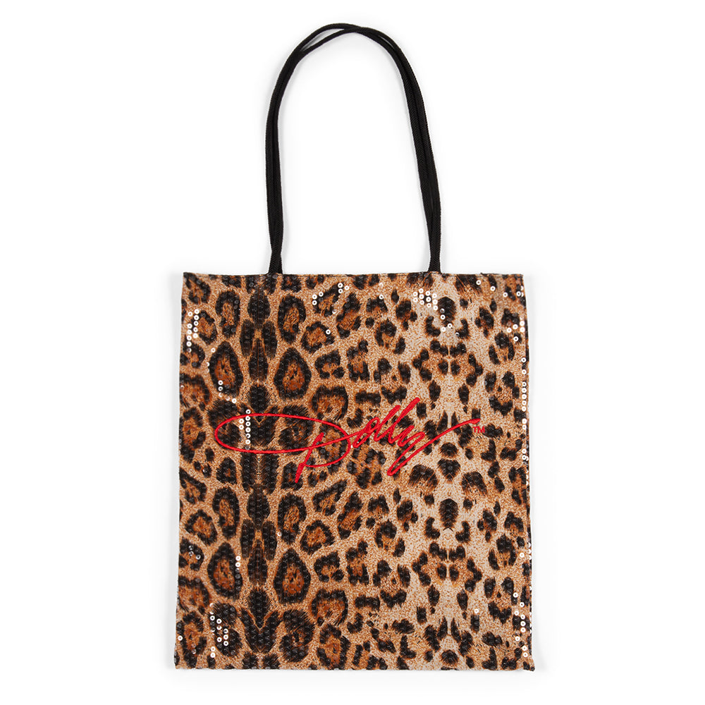 Dolly Parton Tote Leopard Print Sequin  - Leopard -
