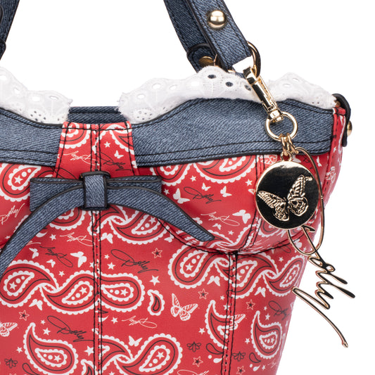 Dolly Parton Bustier Handbag Denim & Red Bandana-3