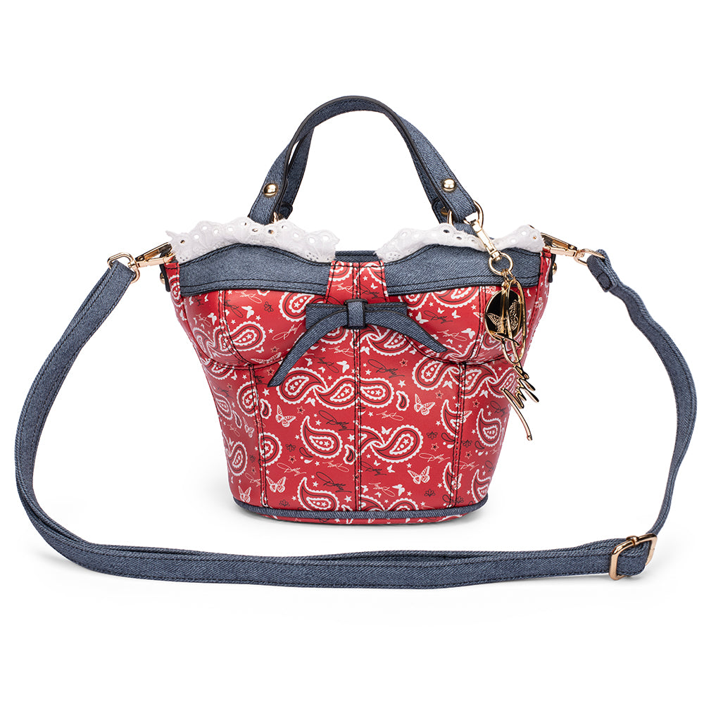 Dolly Parton Bustier Handbag Denim & Red Bandana - Denim/Red Gngm/Red Bandana -
