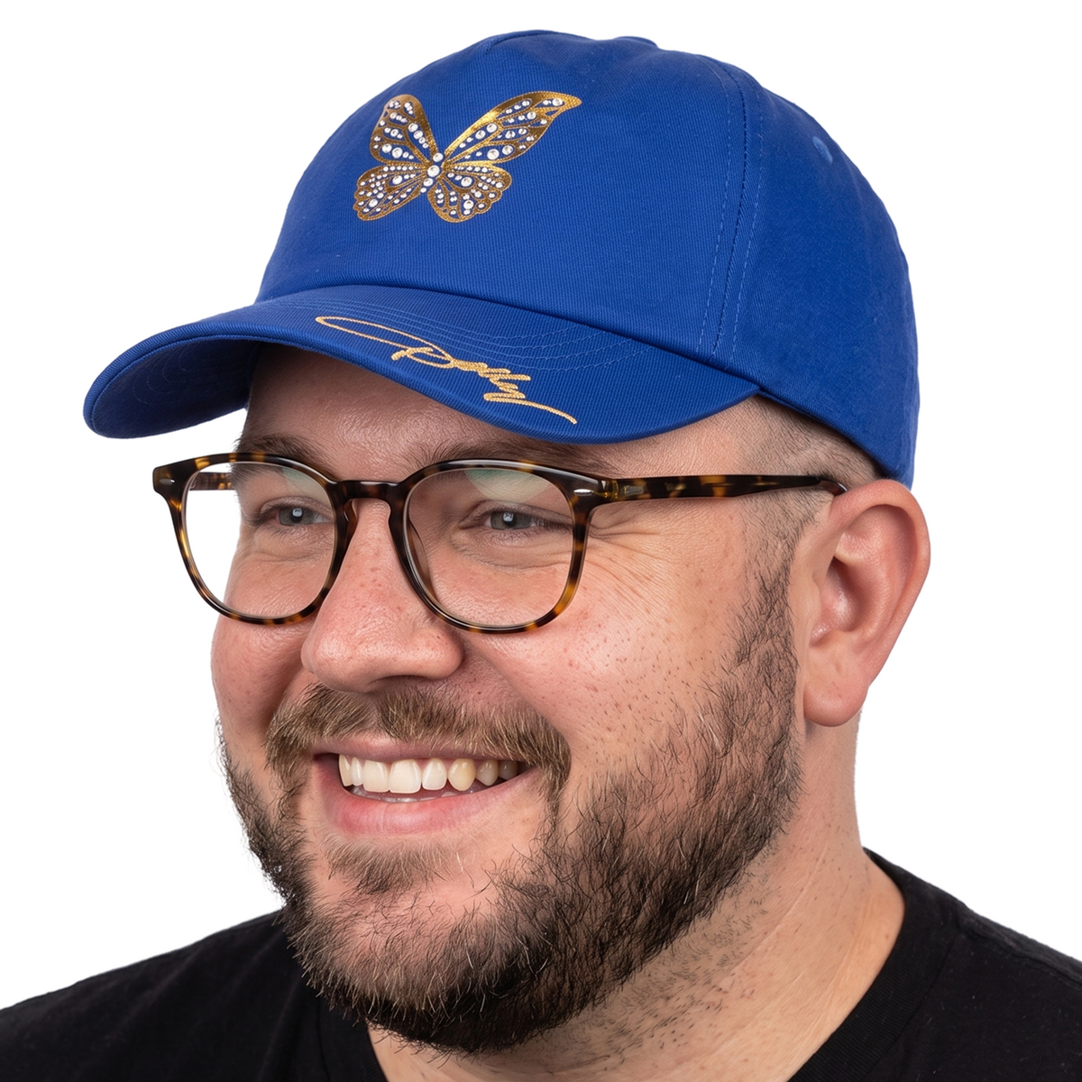 Dolly Parton Cap Foil/Rhinestone Butterfly Blue-2