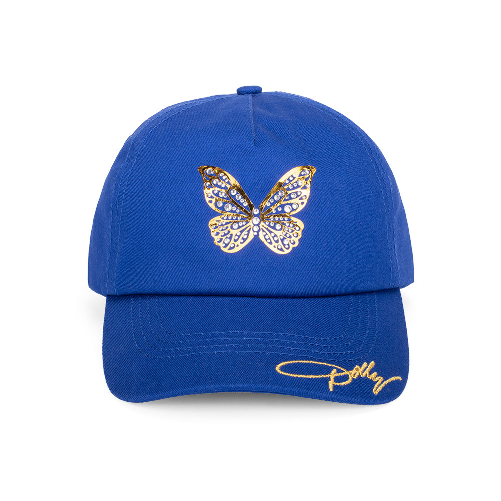Dolly Parton Cap Foil/Rhinestone Butterfly Blue - Blue -