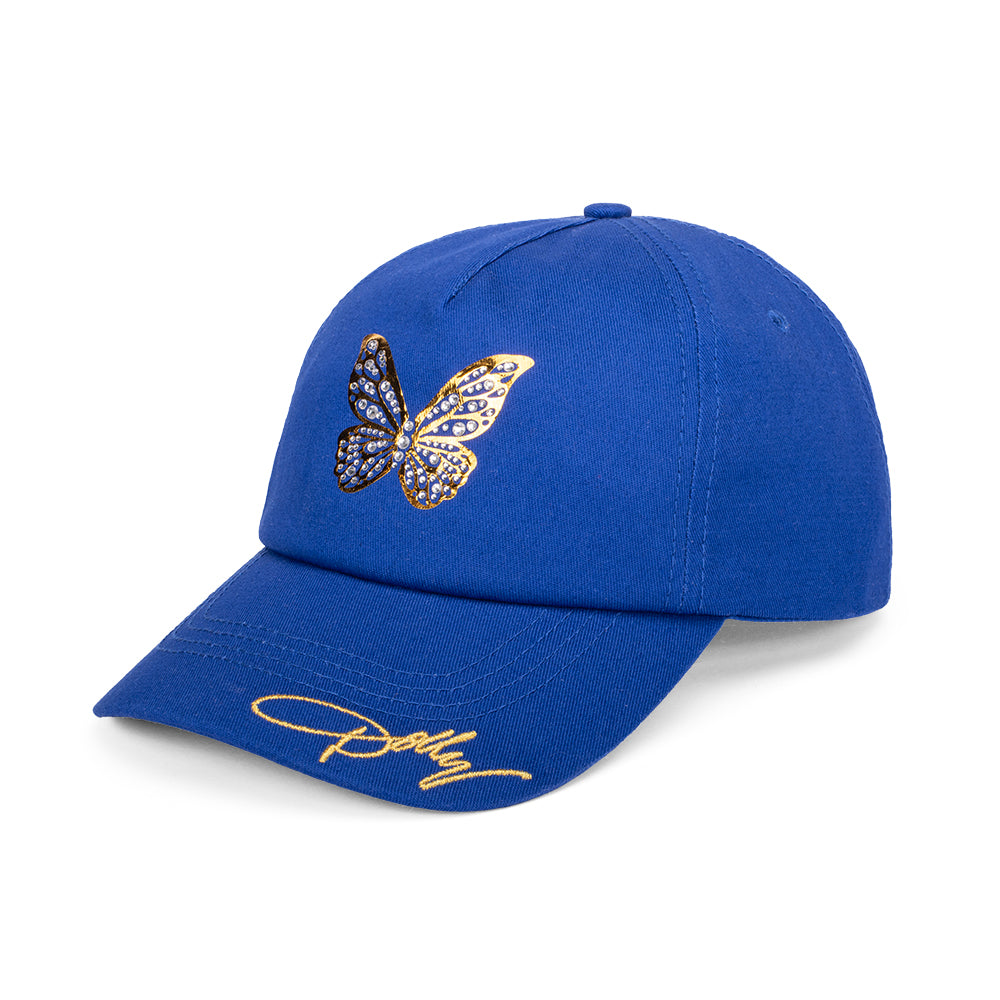 Dolly Parton Cap Foil/Rhinestone Butterfly Blue-4