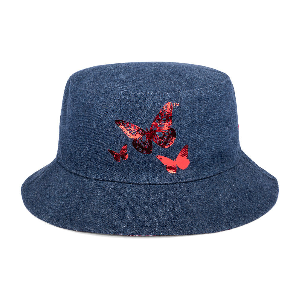 Dolly Parton Bucket Hat Foil Butterfly Denim - Denim -