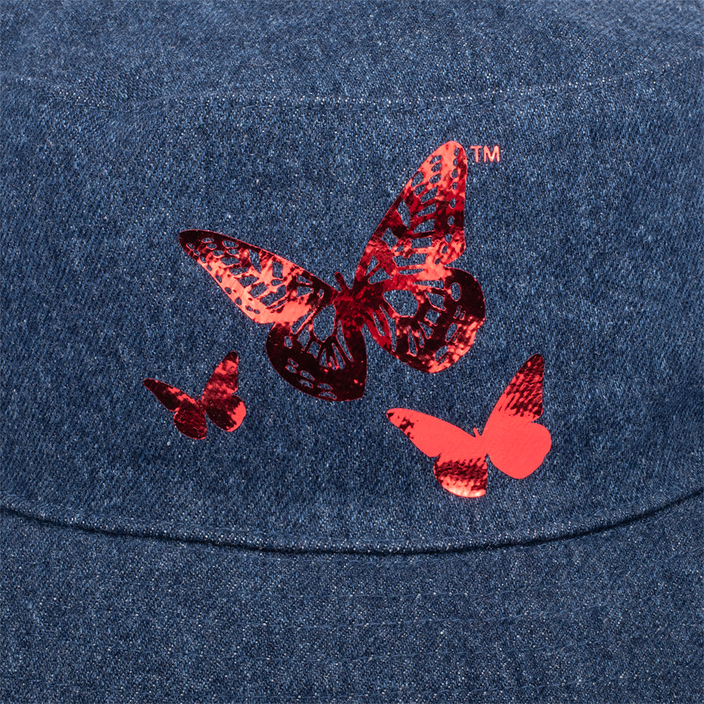 Dolly Parton Bucket Hat Foil Butterfly Denim-5
