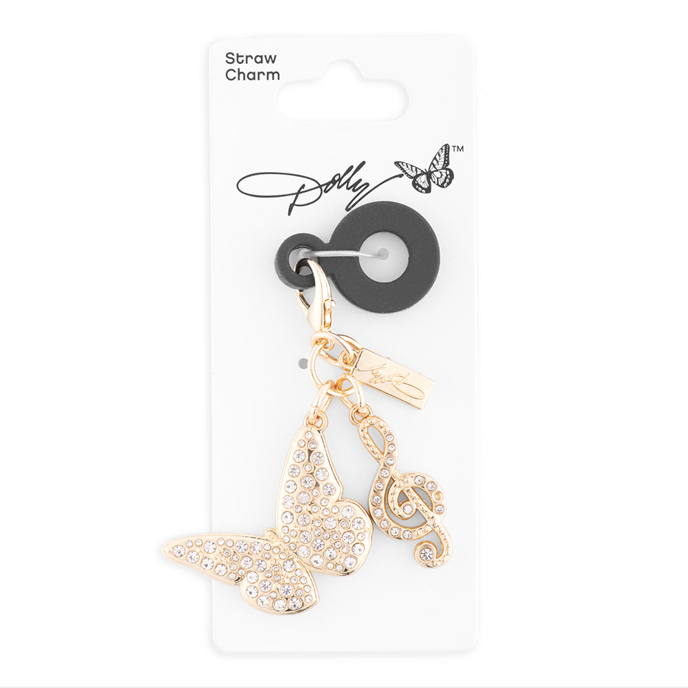 Dolly Parton Straw Charm  Gold Butterfly-2