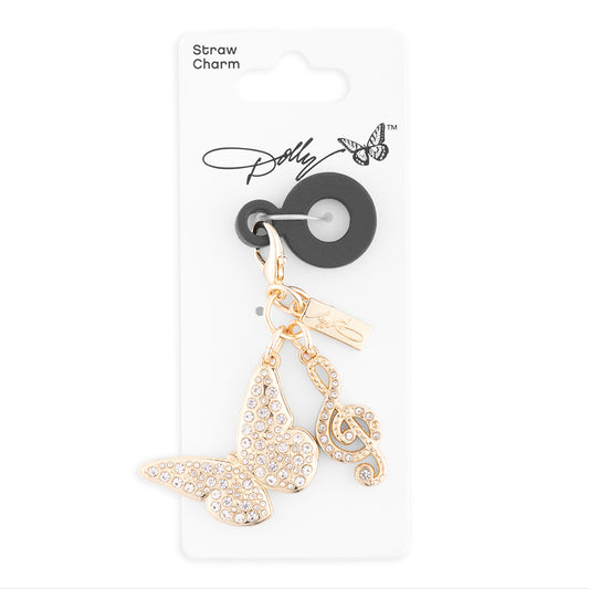 Dolly Parton Straw Charm  Gold Butterfly-2