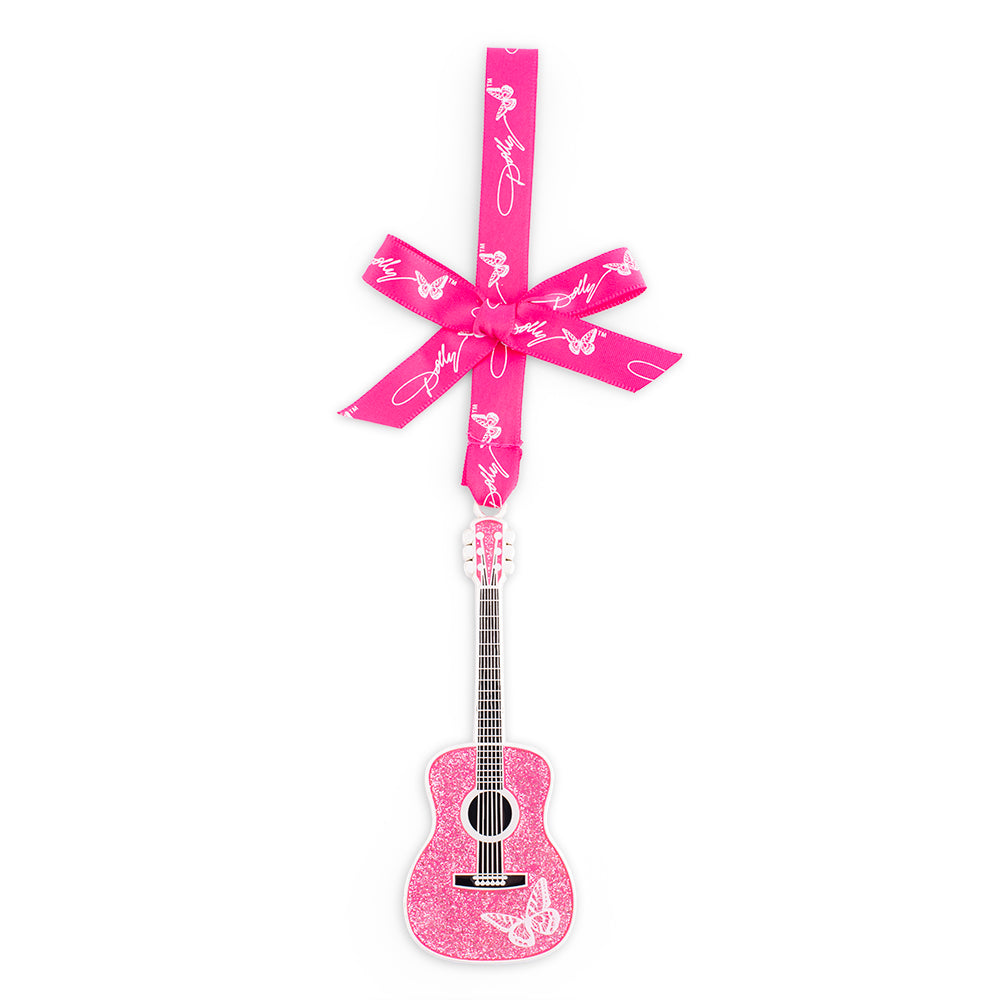 Dolly Parton Ornament Butterfly Guitar Glitter - Pink -