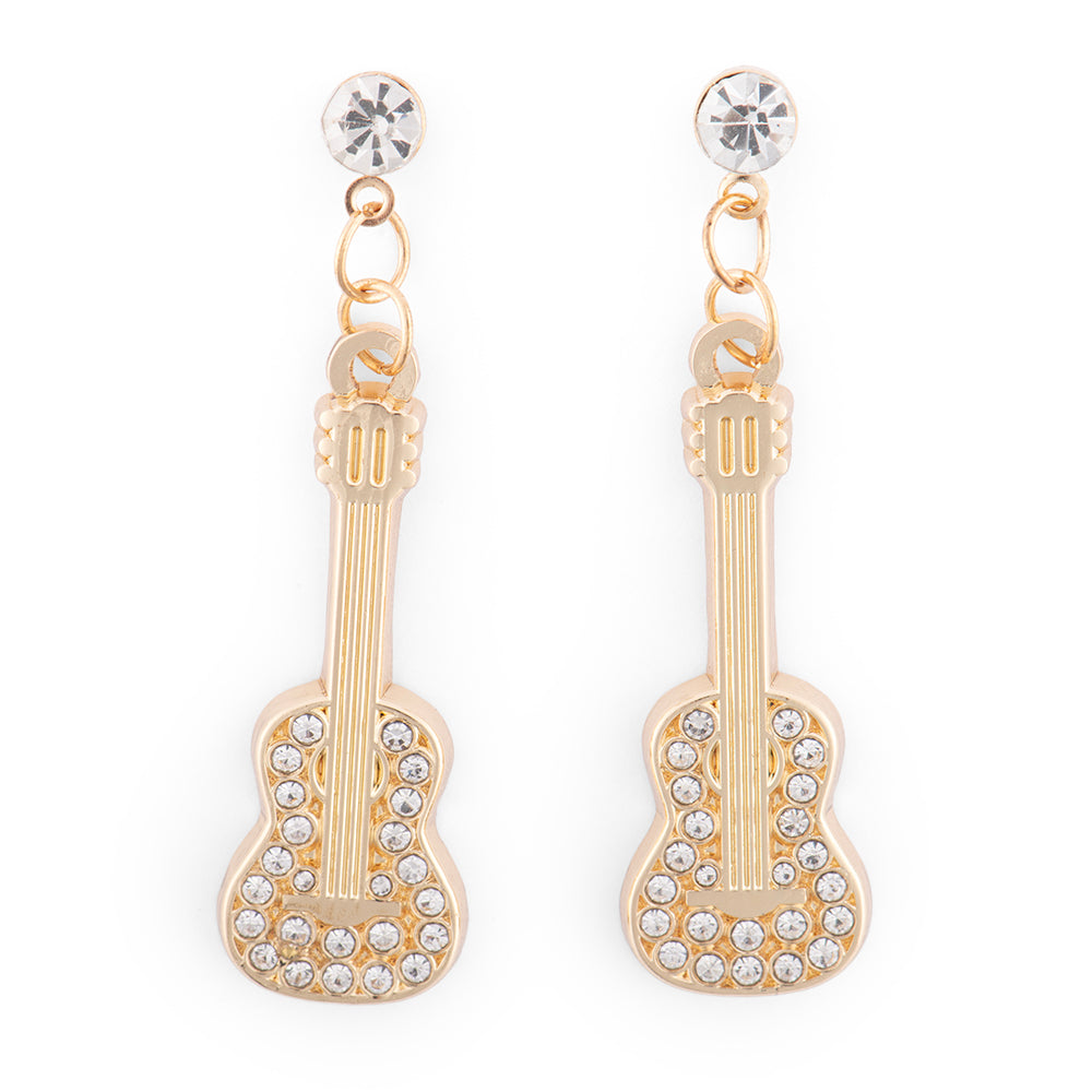 Dolly Parton Earrings Rockstar Rhinestone Guitar