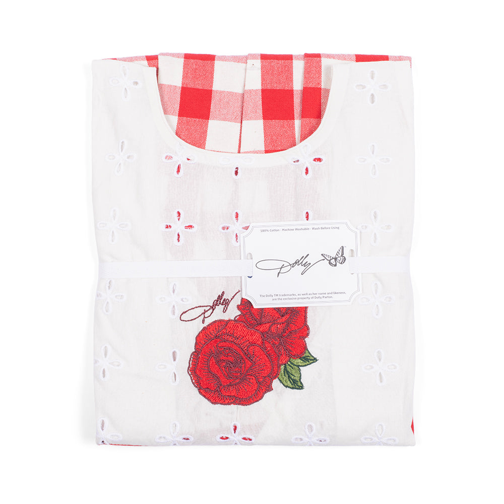 Dolly Parton Denim Country Apron Gingham Eyelet-2