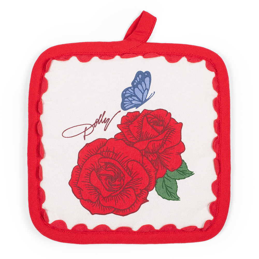 Dolly Parton Pot Holder Country Rose Gingham Square  -  -