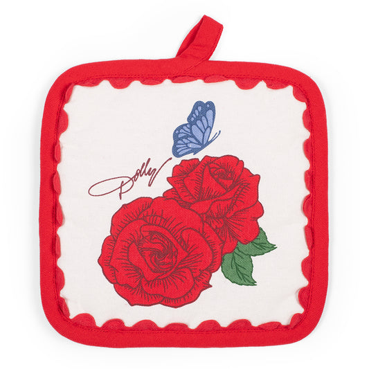 Dolly Parton Pot Holder Country Rose Gingham Square  -  -