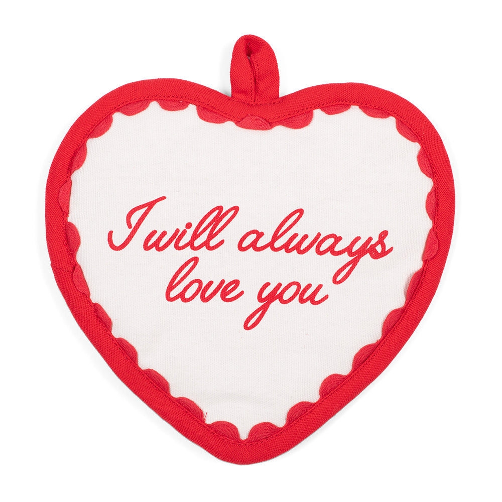 Dolly Parton Pot Holder I Will Always Love You Heart Shaped  - White -