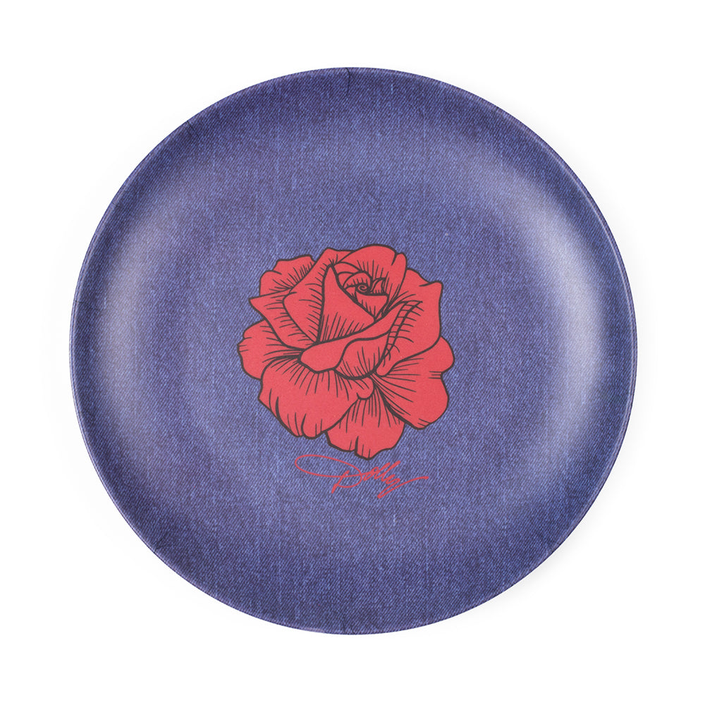 Dolly Parton Denim Country Platter Roses Melamine - Denim -