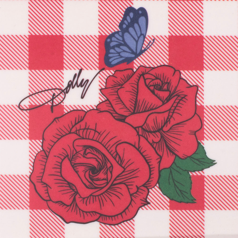 Denim Country Roses Melamine Plaid Trinket Tray-2