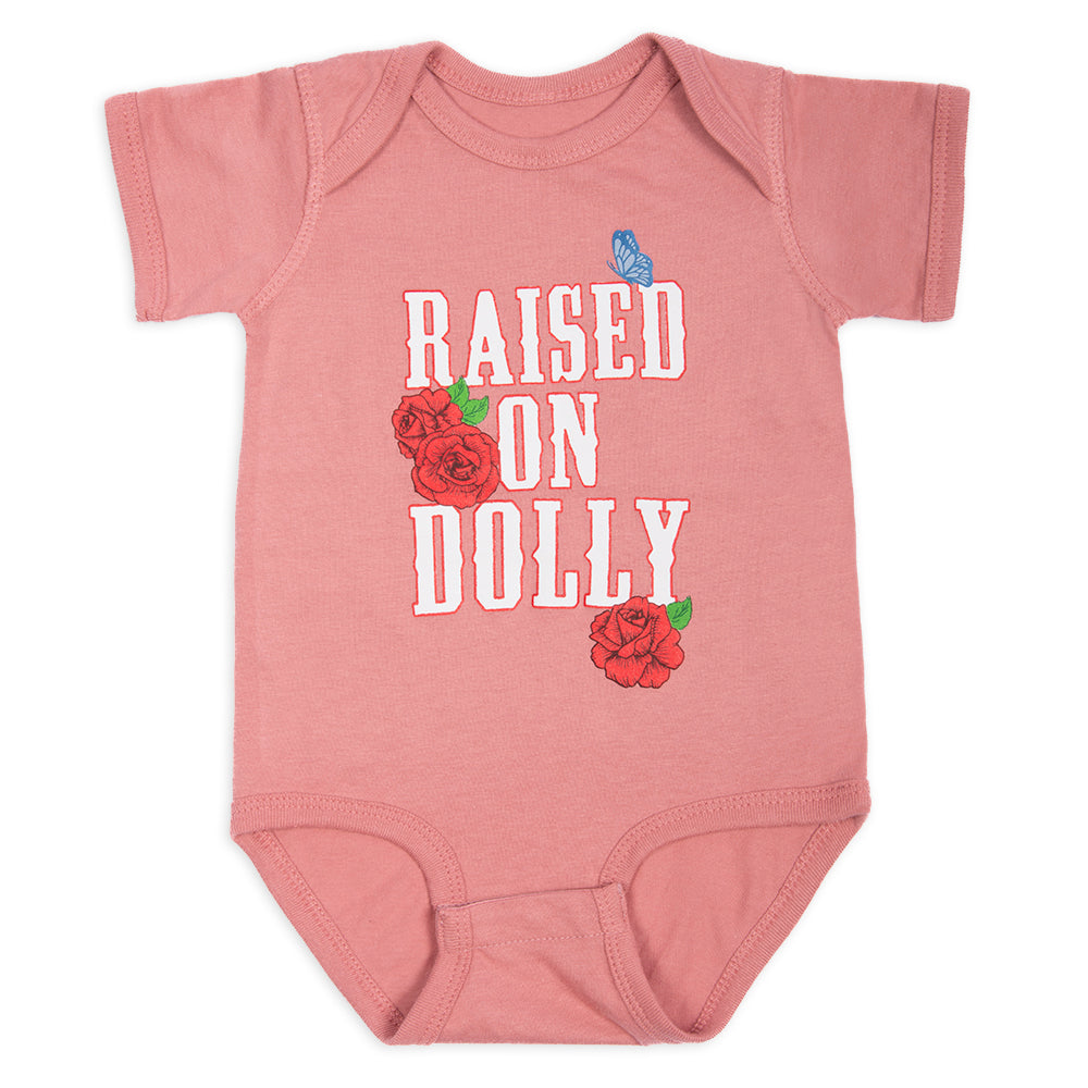 Dolly Parton Baby Bodysuit Raised On Dolly - Mauvelous - 6M