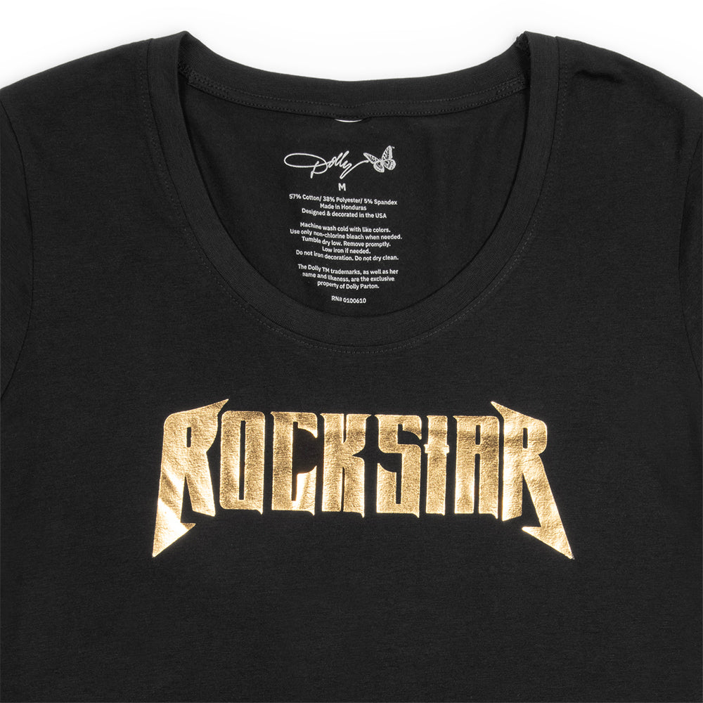 Dolly Parton Ladies Deep Neck Tee Rockstar-2