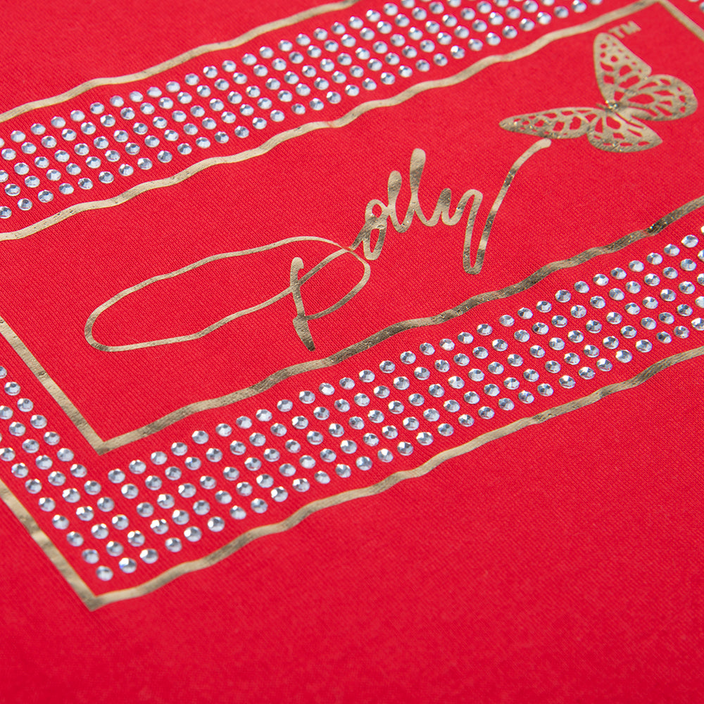Dolly Parton Bling Tee Lipstick Logo - Denim-6