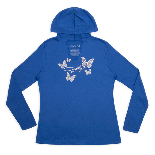Dolly Parton Hoodie Bling Butterfly - Royal - XL