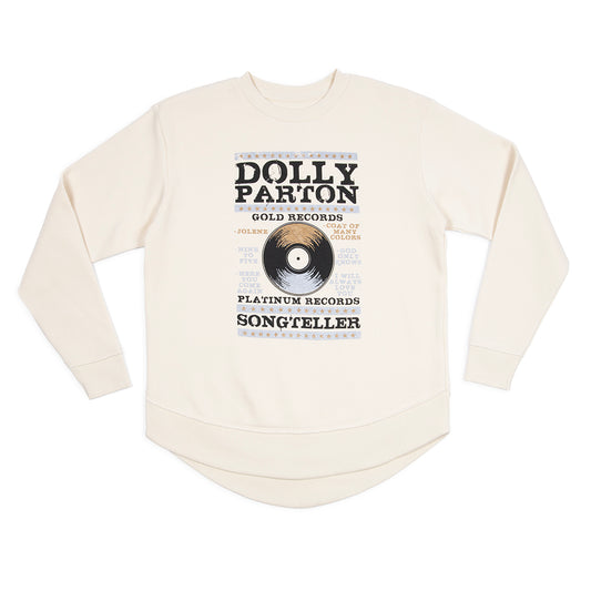 Dolly Parton Ladies Hi-Lo Pullover Platinum & Gold - Cream - L